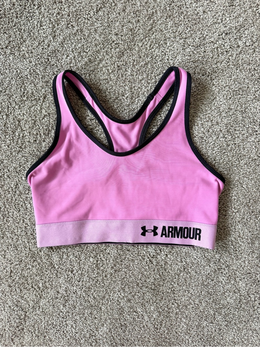 Under Armour Pink and Black Racerback Sports Bra